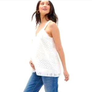 Hatch White Crochet Maternity Tank